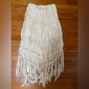Spell  Cream Crochet Fringe Skirt
